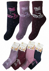 Махровые носки со стразами для девочки  A.VEASA